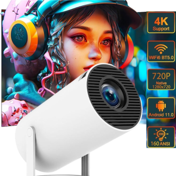 Lenovo HY300 yeni projektör 4K Android 11 WIFI6 BT5.0 1080P 1280*720P ev sineması TV ekran Projecteur açık taşınabilir Projetor